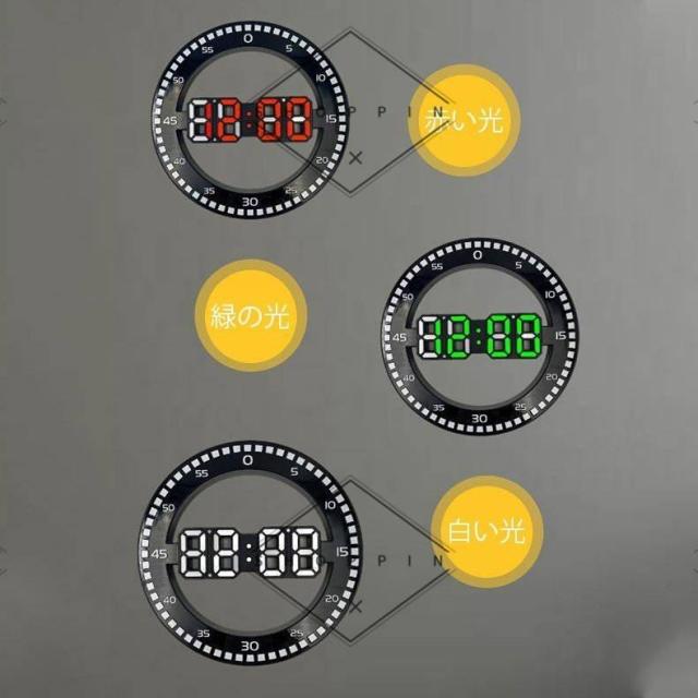 掛け時計 LED掛け時計 壁掛け時計 LED 時計 自動調光 明るさ調節 電子時計 ライト 温度計 日付 デジタル インテリア_10