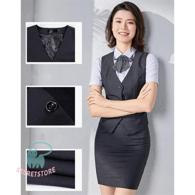 事務服 ベストスーツ 上下セット ベスト スカートスーツ 秋 春 フォーマル 制服 オフィス ビジネス 通勤 タイトスカート 着易さ抜群 洗える