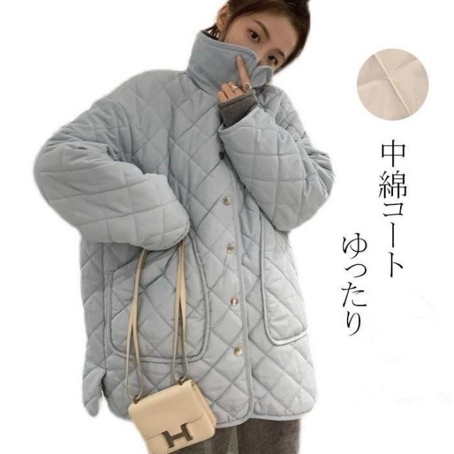 キルティングコート レディース アウター ロングコート 長袖 大きいサイズ ゆったり 秋冬 中綿ジャケット 軽量 無地 コーデー 送料無料