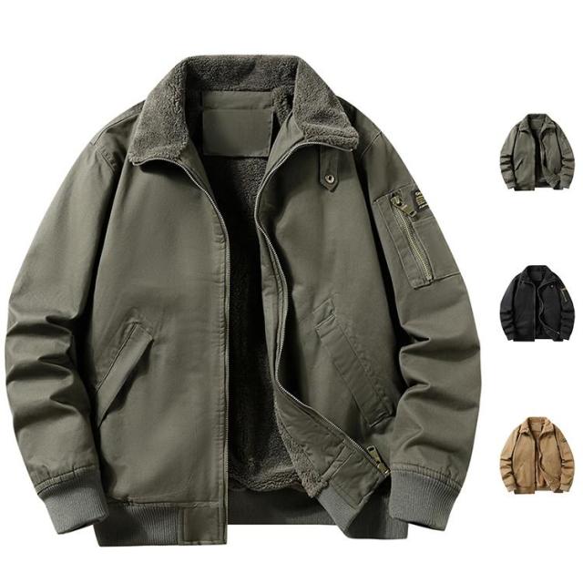 ミリタリージャケット ボアジャケット メンズ 冬服 ブルゾン ムートンジャケット 厚手 秋物 裏起毛 防寒着 冬物 アウトドア