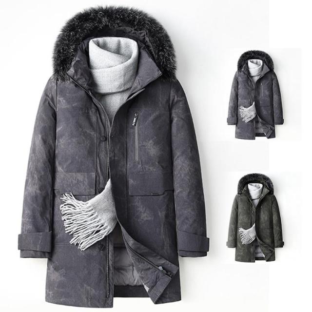 ダウンジャケット メンズ ロングコート フード付き 90％ダウン フード付き 厚手 ビジネス 秋冬 防寒 暖か アウトドア