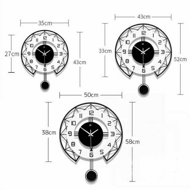 壁掛け時計 3サイズ 振り子クロック 丸 揺れる ナチュラル ギフト プレゼント 素敵　キッズルーム 子供部屋 寝室 リビング 店舗 おしゃれ