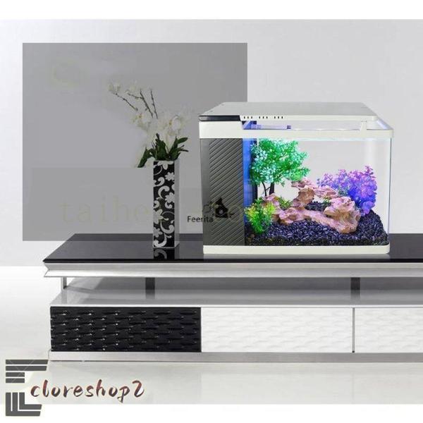 アクアリウム 水槽セット 観賞魚飼育セット 19L 家庭用 アクアポニックス グラス タッチスクリーン LEDライト ３つ照明モード エアーポンプ フ_1