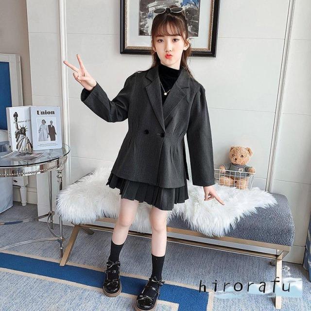 女の子 スーツセット 子供服 ジャケット スカート 二点セット 愛い 卒業式 入学式 小学校 女子 日常 春秋 120.170cm_4