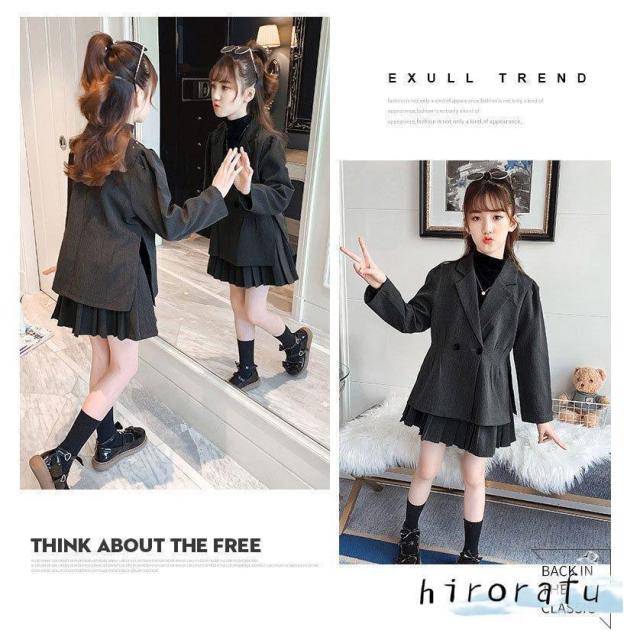 女の子 スーツセット 子供服 ジャケット スカート 二点セット 愛い 卒業式 入学式 小学校 女子 日常 春秋 120.170cm_5