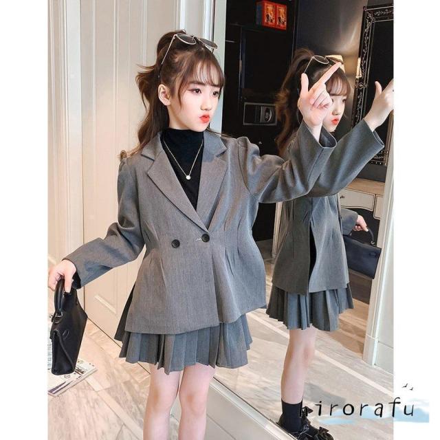 女の子 スーツセット 子供服 ジャケット スカート 二点セット 愛い 卒業式 入学式 小学校 女子 日常 春秋 120.170cm_7