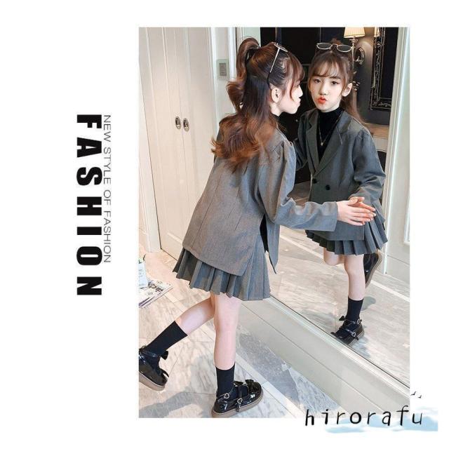 女の子 スーツセット 子供服 ジャケット スカート 二点セット 愛い 卒業式 入学式 小学校 女子 日常 春秋 120.170cm_8