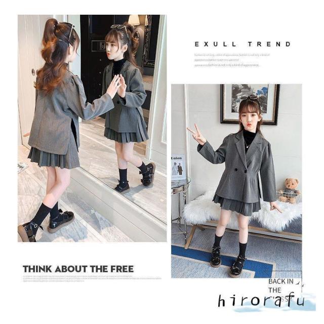 女の子 スーツセット 子供服 ジャケット スカート 二点セット 愛い 卒業式 入学式 小学校 女子 日常 春秋 120.170cm_9