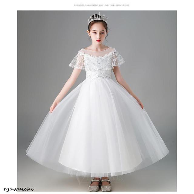 ドレス ワンピース ピアノ 子供 キッズ 入学式 可愛い 結婚式 演奏会 発表会 安い ロング 水色 半袖 おしゃれ 春 夏 120 130 140 150 160_10