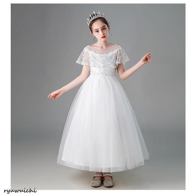 ドレス ワンピース ピアノ 子供 キッズ 入学式 可愛い 結婚式 演奏会 発表会 安い ロング 水色 半袖 おしゃれ 春 夏 120 130 140 150 160_5