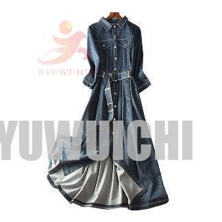 ワンピース ロング マキシ丈 大人 レディース 大きいサイズ 秋 冬 長袖 きれいめ ネイビー デニム シャツワンピース カジュアル お出かけ 長袖 ミセス_10