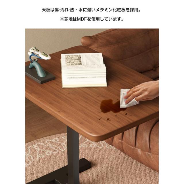 サイドテーブル 昇降式 キャスター付き 高さ66?106cm 北欧 キャスター ブラック 白 スチール ベッド横 デスク 玄関 回転 おしゃれ 昇降式 食事_6
