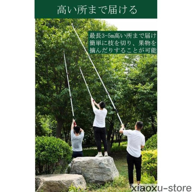 高枝切りバサミ 3WAY 高枝のこぎり 伸縮式 高枝切鋏 枝切り用 果物摘み 伸縮式高枝ノコギリ 高所作業 枝切り鋸付き_2