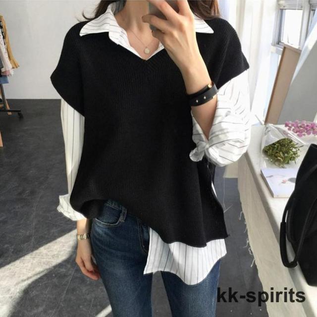 春秋冬 ニットベスト レディースニットベスト ビジネス セーター カジュアル 無地 Vネック 洗える ビジネスベスト 女性 インナー ニットチョッキ