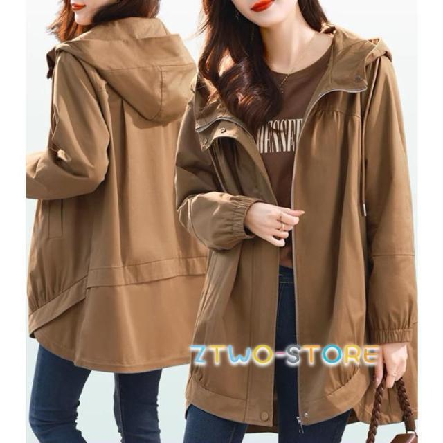 マウンテンパーカー レディース アウター フード付き カジュアル 大きいサイズ 3L 4L 秋冬 春 ブルゾン ジャンパー 韓国 ファッション シンプル