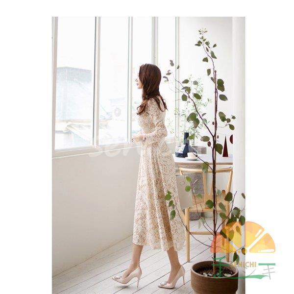 パーティードレス 結婚式 40代 20代 ロング 袖あり 長袖 韓国風 大きいサイズ フォーマルドレス レースワンピース Vネック お呼ばれ 二次会 披露宴 謝恩会 上