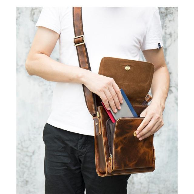 本革 メッセンジャーバッグ ショルダーバッグメンズ 斜めがけ 2way