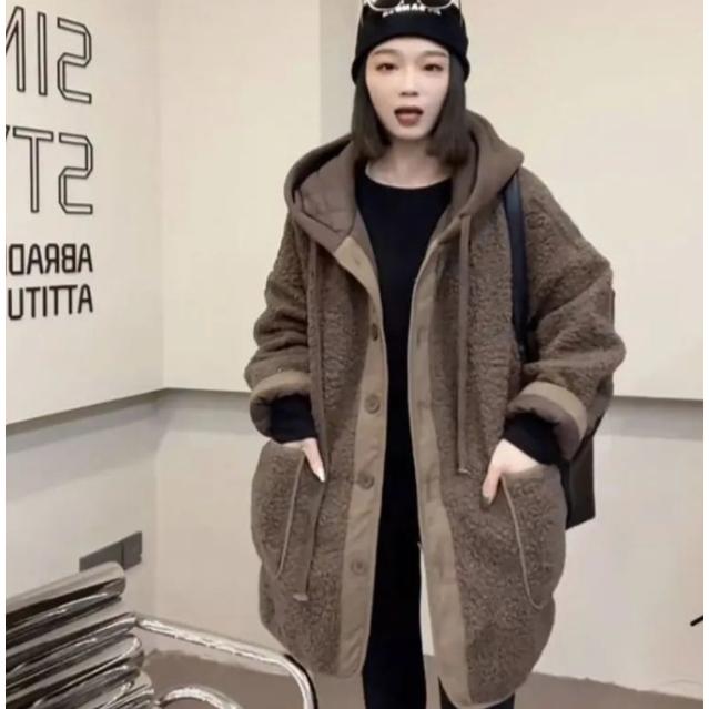 コート フード レディース 秋冬 アウター ロングコート ツイード 大きいサイズ ブルゾン 羽織 防寒 厚手 暖かい ゆったり 体型カーバー 冬コート ポケット付き