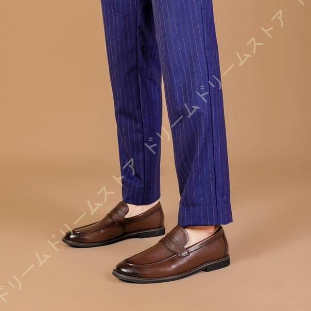 モカシン メンズ 本革 フラット 紳士靴 コインローファ レトロ