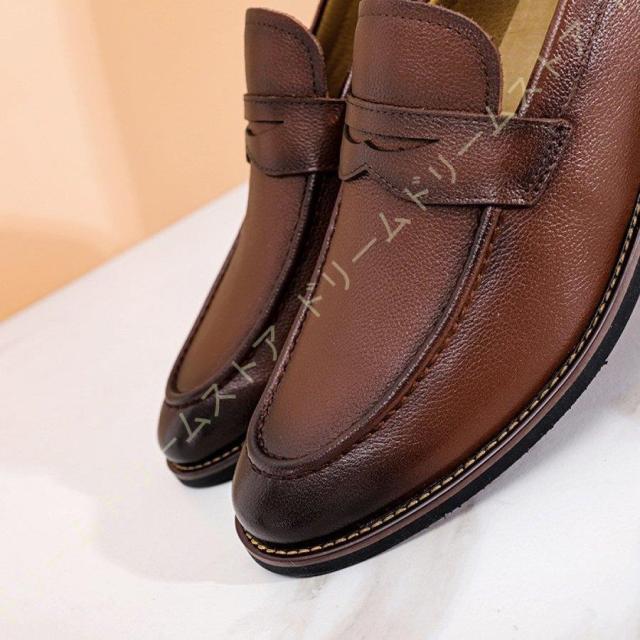 モカシン メンズ 本革 フラット 紳士靴 コインローファ レトロ