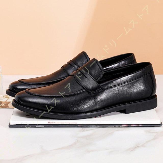 モカシン メンズ 本革 フラット 紳士靴 コインローファ レトロ