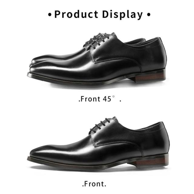ビジネスシューズ メンズ 本革 プレーントゥ 紳士靴 レースアップ 外