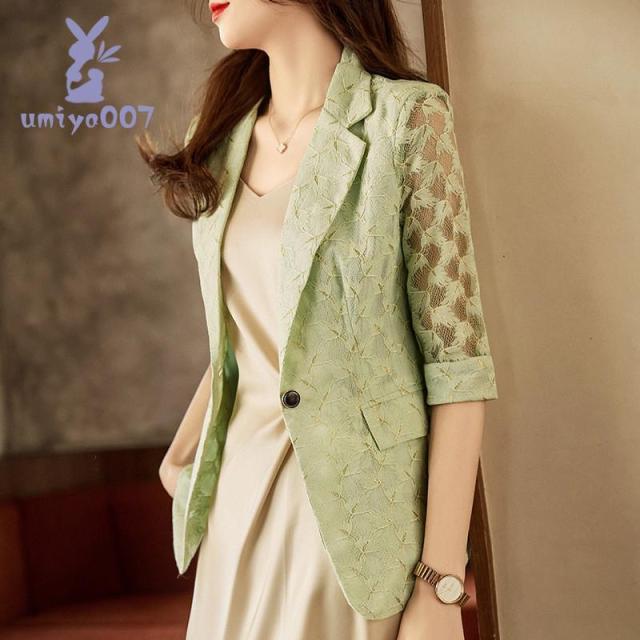 テーラードジャケット スーツジャケット 秋服 レース 透け感 レディース 夏 カジュアルスーツ 通勤 羽織り 春秋 薄手 サマージャケット オフィス 涼しい テーラードジャケット スーツジャケット 秋服 レース 透け感