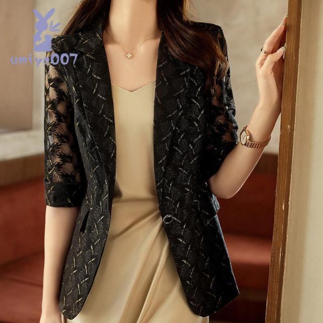 テーラードジャケット スーツジャケット 秋服 レース 透け感