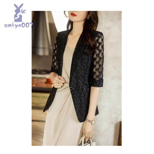 テーラードジャケット スーツジャケット 秋服 レース 透け感