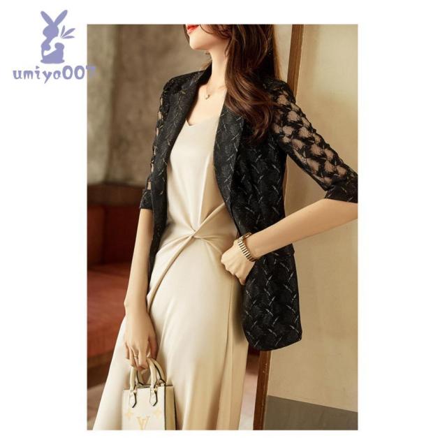 テーラードジャケット スーツジャケット 秋服 レース 透け感