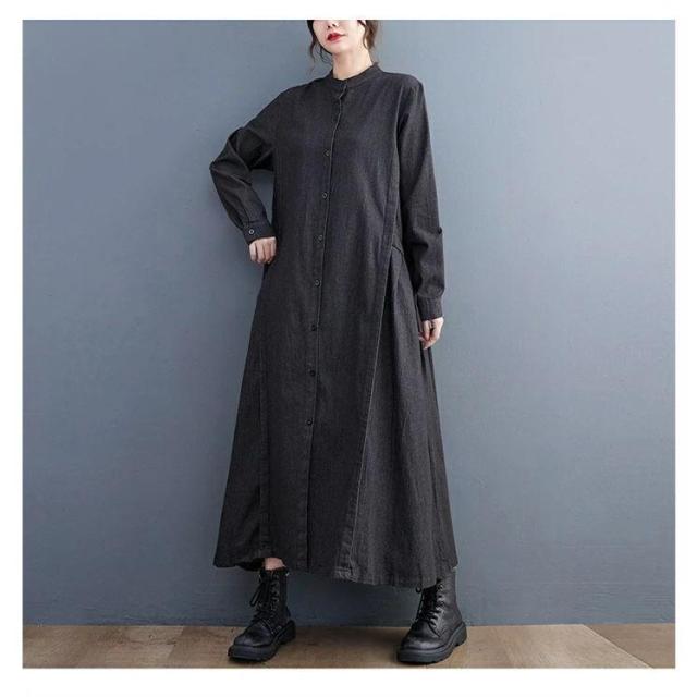 デニム バイカラー ブラック ワンピース 長袖 レディース 大人可愛い