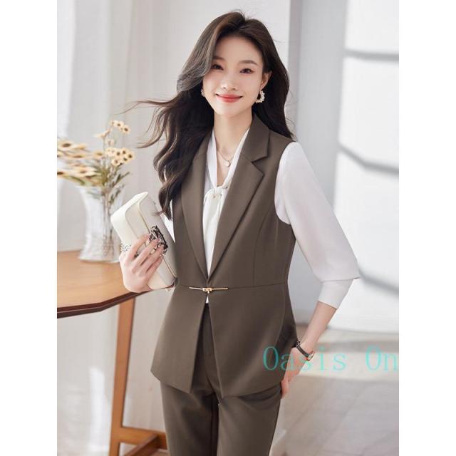 パンツスーツ レディース パンツ セットアップ ベスト ロングベスト ロング丈 ジレ パンツ テーパードパンツ