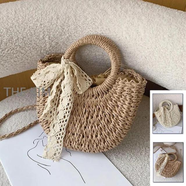 かごバッグ レディース トートバッグ 麦わらバッグ ピクニック 海 ビーチ 合わせやすい 夏バッグ 麦わらバッグ 軽量 かわいい 草編みバッグ　オシャレ