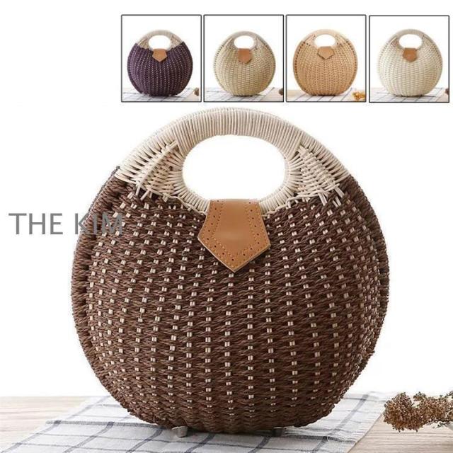 かごバッグ レディース トートバッグ 麦わらバッグ ピクニック 海 ビーチ 大容量 夏バッグ 麦わらバッグ 軽量 かわいい 草編みバッグ　オシャレ