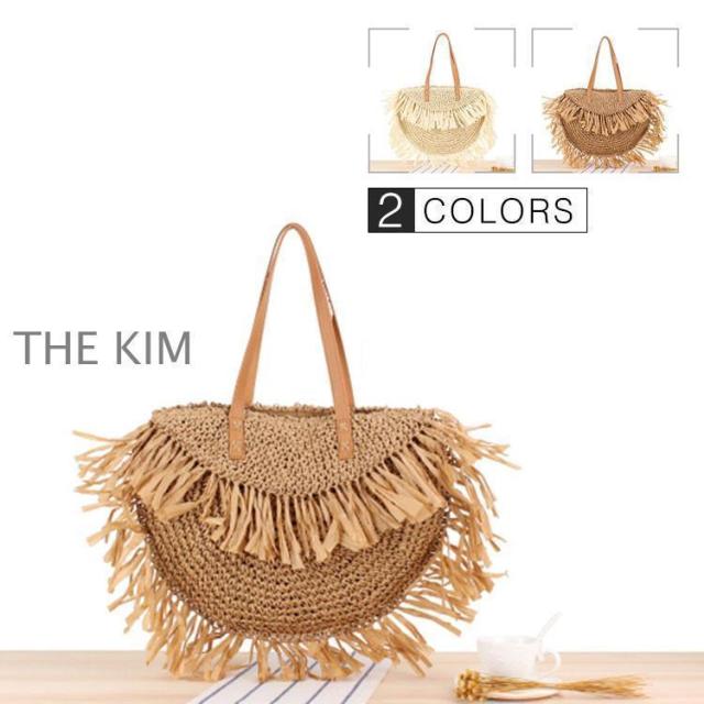 かごバッグ レディース トートバッグ 麦わらバッグ ピクニック 海 ビーチ サークルハンドル 夏バッグ 麦わらバッグ 軽量 かわいい 草編みバッグ　オシャレ