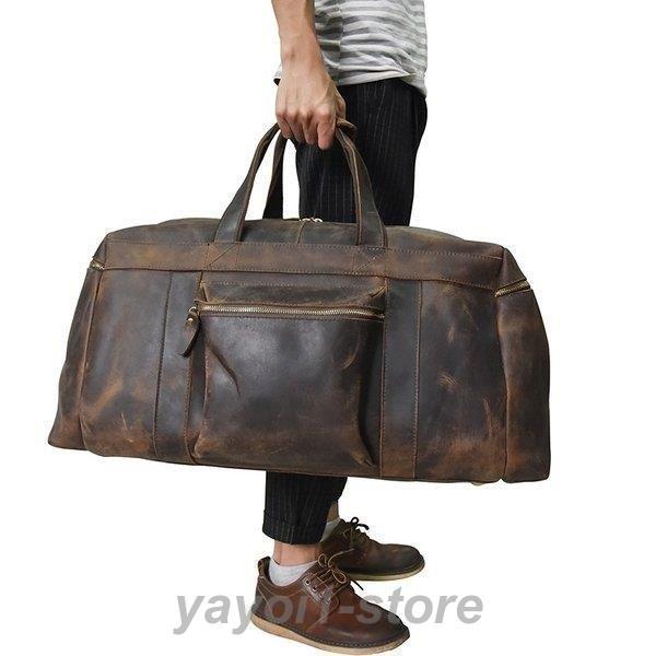 メンズ 本革 バッグ ブラウン レザー トラベルバッグ 旅行 機内持ち込み ゴルフ鞄 手提げバッグ アンティーク 2way 帰省 出張 2泊3日
