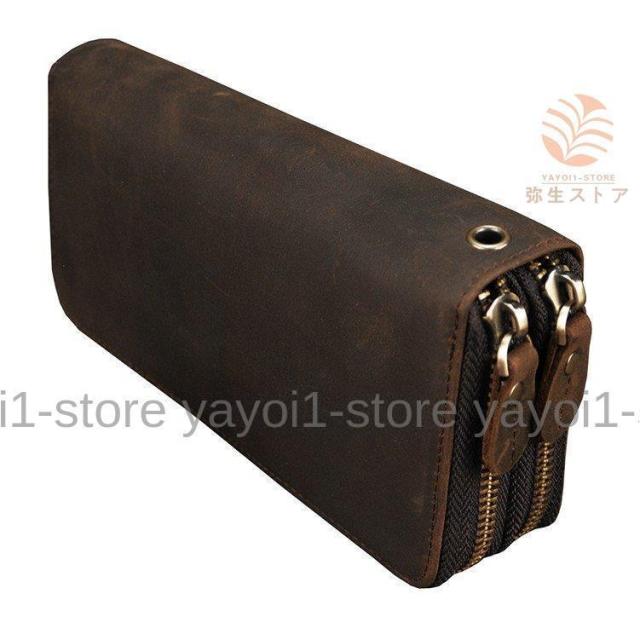 メンズ 長財布 本革 セカンドバッグ カード24枚収納 本革 ラウンドファスナー 大容量 財布 小銭入れ付き 4色 チェーン付き 4室 スマホ収納 紳士用