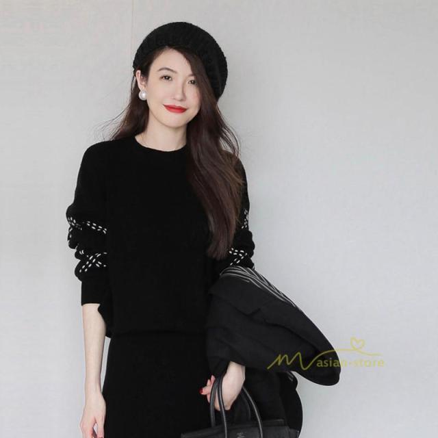 ニットセットアップ レディース 40代 春秋 長袖 ニット セーター スカートセットアップ 無地 ロング丈 オシャレ韓国風 カジュアル 2点セット オフィス オシャレ