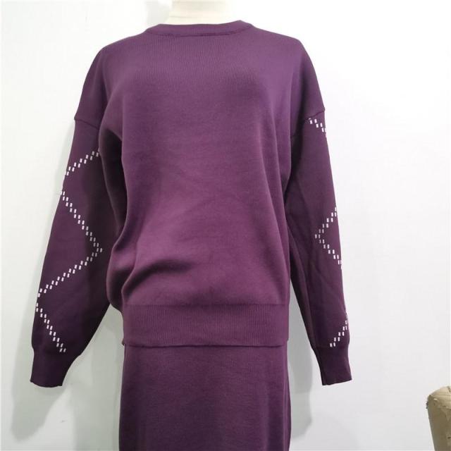 ニットセットアップ レディース 40代 春秋 長袖 ニット セーター スカートセットアップ 無地 ロング丈 オシャレ韓国風 カジュアル 2点セット オフィス オシャレ