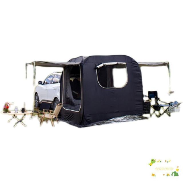 カーサイドタープ トランクテント 車中泊テント 車と連結 屋根シート付 簡単設営 キャンプ 日よけ アウトドア今週限定特売！SUVラポップアップテント