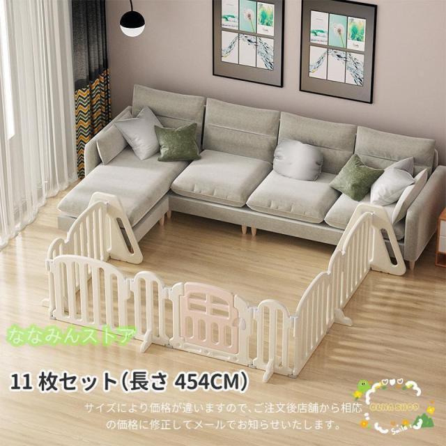 ベビーサークル ベビーゲート 折りたたみ ベビーフェンス ベビーガード パーテーション 置くだけ ペットゲート ドア付き ロングパネル おしゃれ 二重保護_3