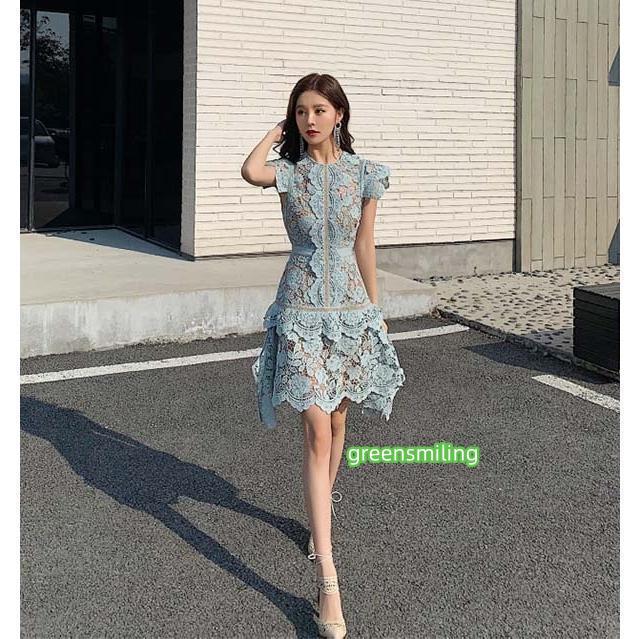 パーティードレス レディース レース ワンピース Vネック 総レース ミニ丈 ひざ上 袖あり 半袖 パーティードレス レディース レース ワンピース Vネック 総レース