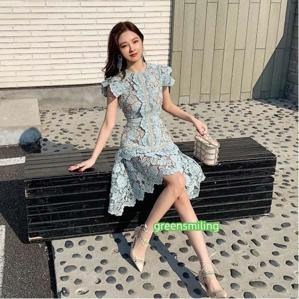 パーティードレス レディース レース ワンピース Vネック 総レース