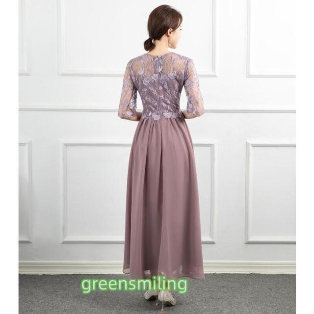 カラードレス 半袖 マキシドレス ネイビー ピンク ブルー パーティー