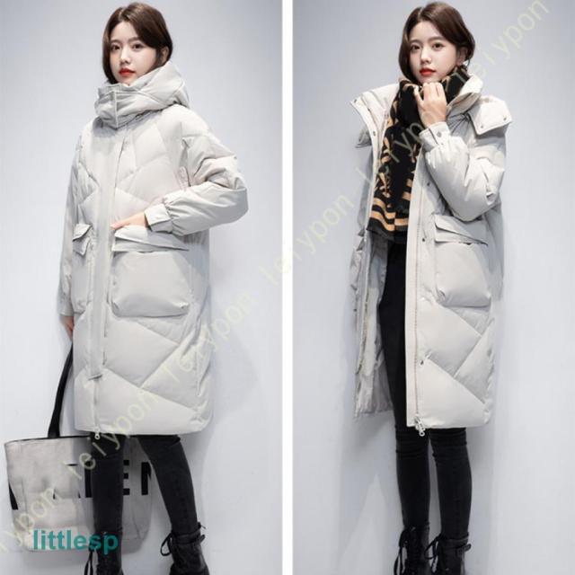 膝下 ベンチコート レディース 冬 可愛い ファー付き フード ダウン