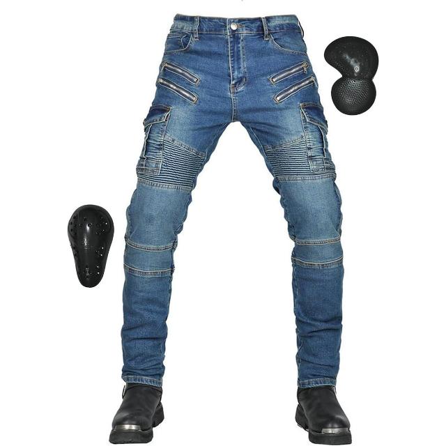 バイクパンツ　メンズ ライディングパンツ プロテクター付き デニムパンツ オールシーズン 耐磨 ツーリングジーンズ ストレッチ素材