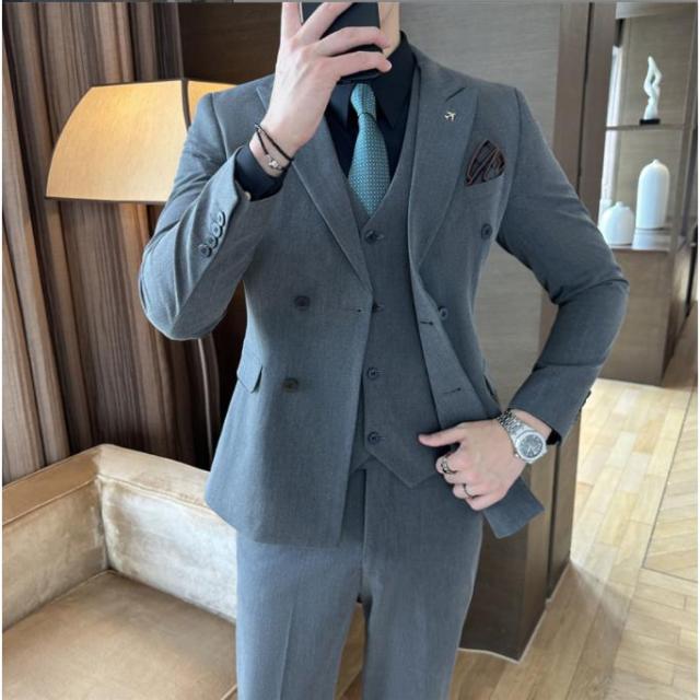 3ピーススーツ メンズ ダブルスーツ スリーピーススーツ 3点セット
