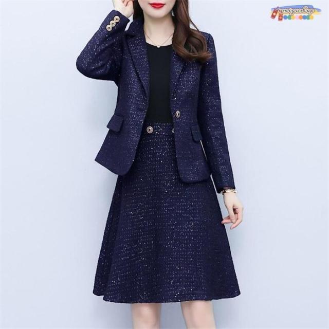 2点セット レディース ワンピース スーツ 長袖 セレモニー ママ母 入学