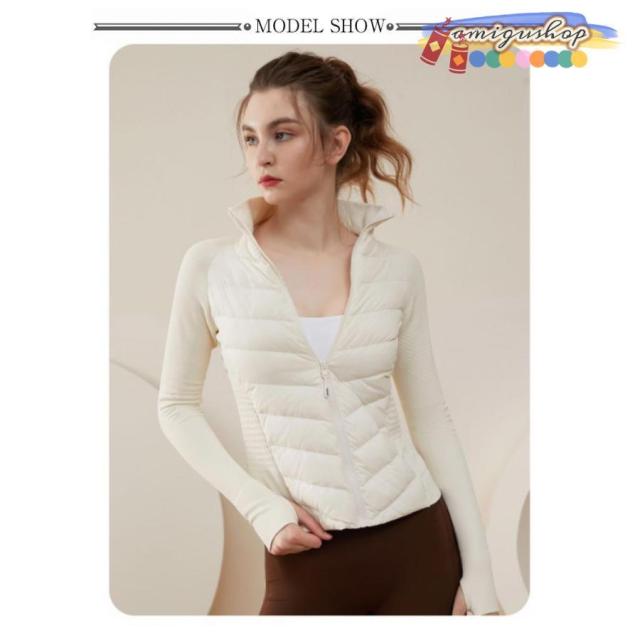 ゴルフウェア 冬　レディース　長袖　中綿　ニットソー　切り替え　ストレッチ　アウター　ブルゾン　ジャケット　コート　保温　防寒　スポーツウェア　ランニ ゴルフウェア 冬 レディース 長袖 中綿 ニットソー 切り替え