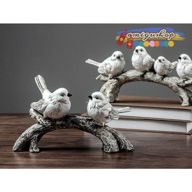 置物 樹脂工芸品 可愛い インテリア雑貨 小鳥 バード 鳥の彫像 本物